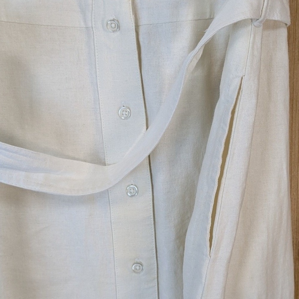Old Navy Womens Boho Preppy Cottage White Linen Blend Eyelet Shirt Dress Small - Picture 5 of 8
